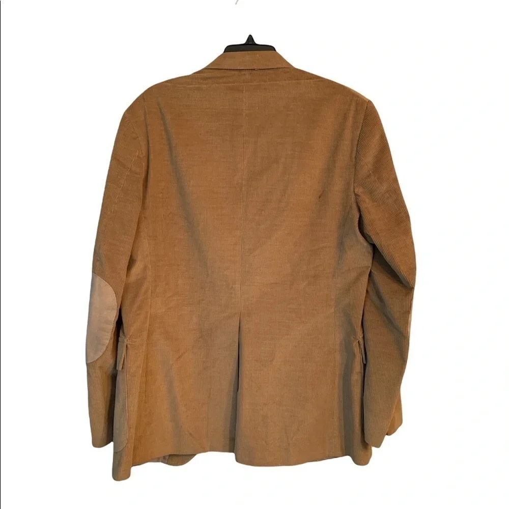 Farah Tan Corduroy Blazer With Suede Elbow Patches Size 42 L